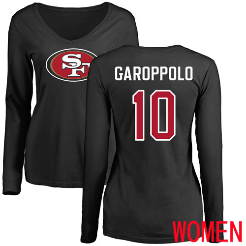 San Francisco 49ers Black Women Jimmy Garoppolo Name and Number Logo #10 Long